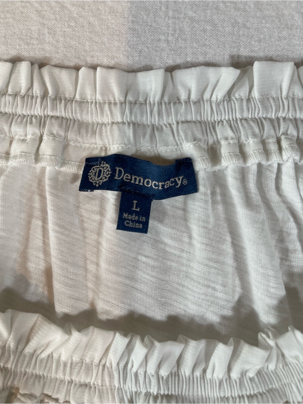 Democracy White Eyelet Lace Trim Boho Tank Women’s Size L - Picture 5 of 9